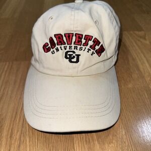 National Corvette Museum Hat Cap White Adjustable Chevrolet Corvette University